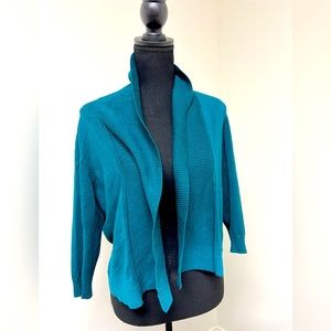 Green cardigan, women’s size Medium, collared business casual sweater